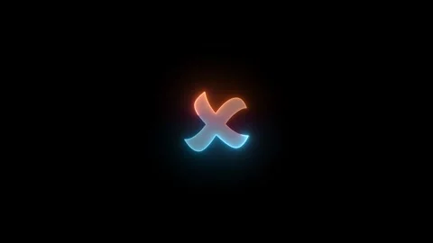 Neon X mark icon brown cyan color glowing animated black background Stock Footage 274767683