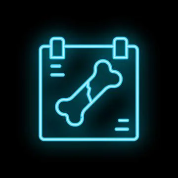 Neon x ray with broken bone on black background Stock Illustration