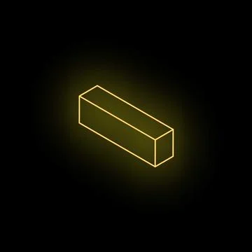 Neon yellow 3d rectangular cuboid shape glowing on black background イラスト素材
