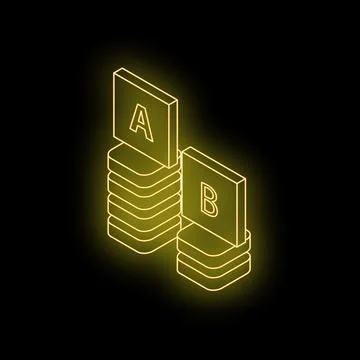 Neon yellow ab testing concept on black background 스톡 일러스트