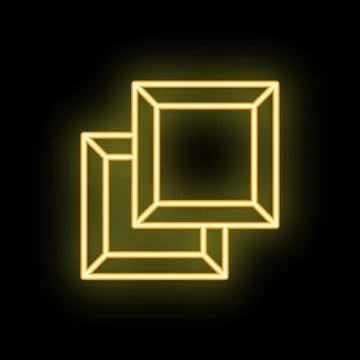 Neon yellow abstract cubes glowing on black background 스톡 일러스트