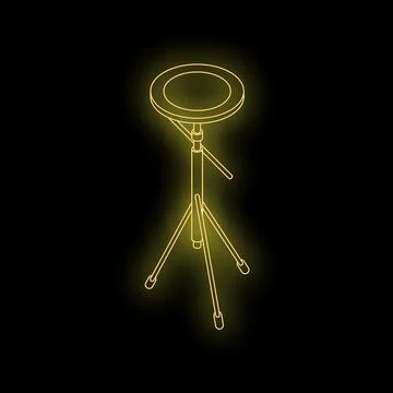 Neon yellow adjustable round stool shining in the dark Stock Illustration