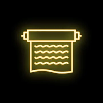 Neon yellow ancient scroll on black background Stock Illustration