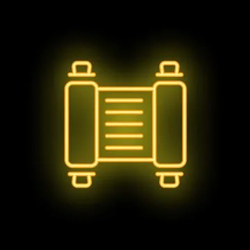 Neon yellow ancient scroll on black background Stock Illustration