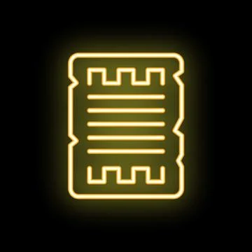 Neon yellow ancient scroll papyrus document icon glowing brightly Stock Illustration