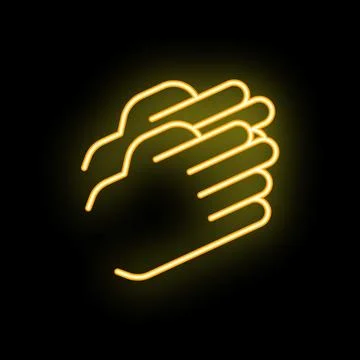 Neon yellow applause clapping hands icon pictogram Illustrazione stock