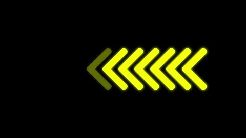 Neon yellow arrows move left across black background, dynamic motion effect Stock Footage 333032391