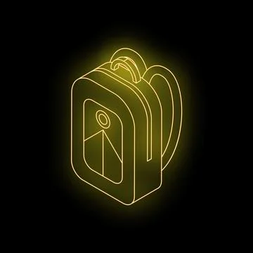 Neon yellow backpack shining in the dark background Stock Illustration