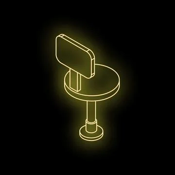 Neon yellow bar stool shining on black background Stock Illustration