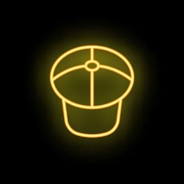 Neon yellow baseball cap glowing on black background イラスト素材