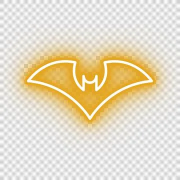 Neon yellow bat icon Stock Illustration