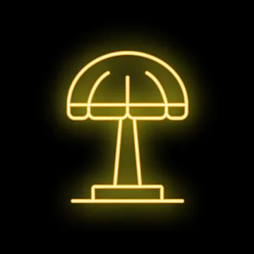 Neon yellow beach umbrella shining in the dark 스톡 일러스트