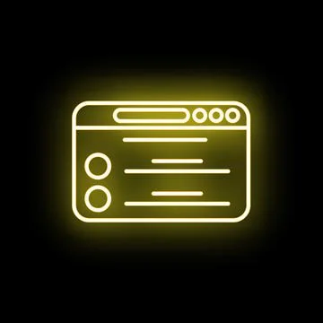 Neon yellow browser window icon website interface Stock Illustration