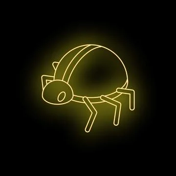 Neon yellow bug glowing on black background 스톡 일러스트