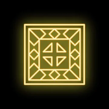 Neon yellow carpet with geometric pattern on a black background Illustrazione stock