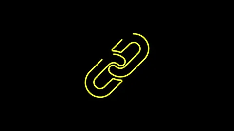 Neon yellow chain link animation on black background showing digital connec.. Stock Footage 345547726