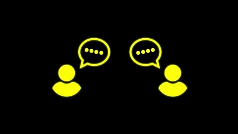 Neon yellow chat bubbles appearing above person icons representing communic.. Stock Footage 345547868