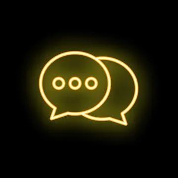 Neon yellow chat bubbles glowing on dark background Stock Illustration