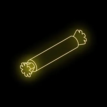 Neon yellow christmas cracker icon glowing on black background Illustrazione stock