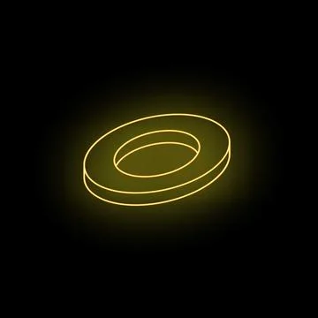 Neon yellow circle glowing on dark background Stock Illustration