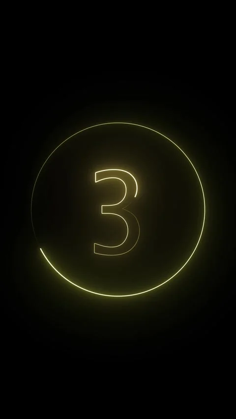 Neon yellow circle outlines a digital countdown from zero to five, illumina.. Stock Footage 332880204