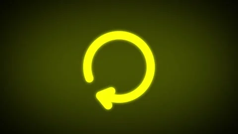 Neon yellow circular arrow spinning animation on black background seamless .. Stock Footage 345547642