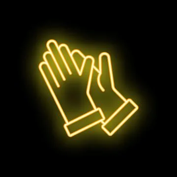 Neon yellow clapping hands on black background Stock Illustration