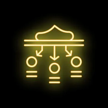 Neon yellow cloud computing data storage icon on black background Illustrazione stock
