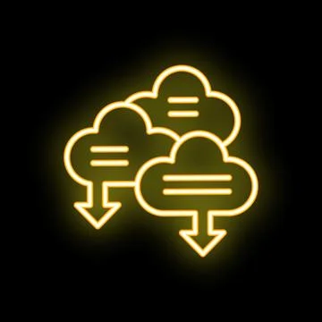 Neon yellow cloud computing data download icon vector illustration Illustrazione stock