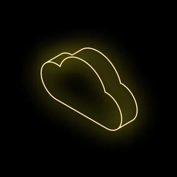 Neon yellow cloud computing icon glowing on black background Illustrazione stock