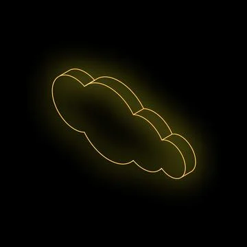 Neon yellow cloud computing icon glowing on black background Illustrazione stock