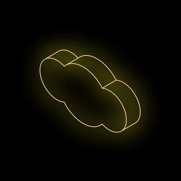 Neon yellow cloud computing icon glowing on black background Stock Illustration