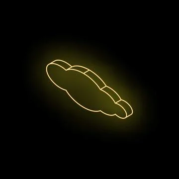 Neon yellow cloud computing symbol shining on black background Illustrazione stock
