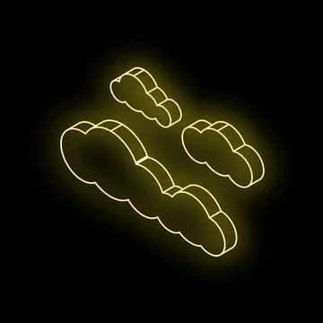 Neon yellow clouds floating in digital space Illustrazione stock
