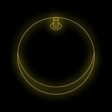Neon yellow computer mouse glowing on black background Stock Illustration