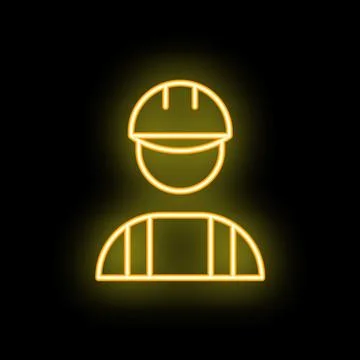 Neon yellow construction worker avatar wearing hard hat and safety vest Stock Illustration