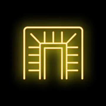 Neon yellow cpu microchip glowing on black background イラスト素材