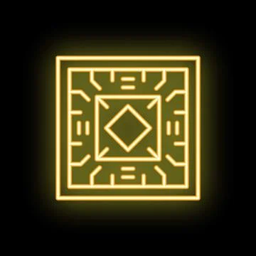 Neon yellow cpu processor glowing on black background Stockillustratie