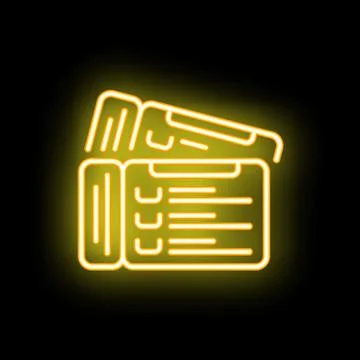 Neon yellow credit card stack glowing on black background Stock Illustration