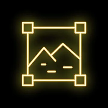 Neon yellow crop tool editing image photo icon graphic design tool Stock Illustration