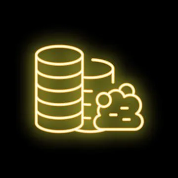 Neon yellow data processing icon depicting data mining process 스톡 일러스트
