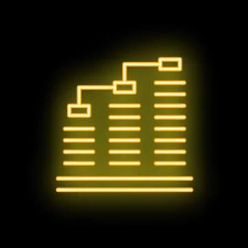Neon yellow database icon representing server storage on black background 스톡 일러스트