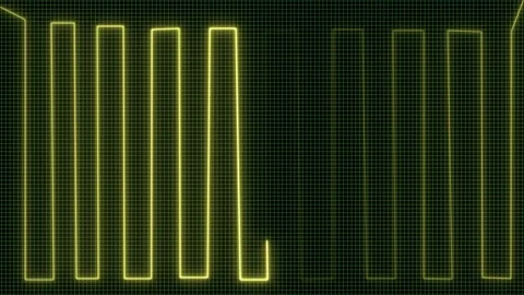 Neon yellow digital waveform pulse on dark grid background abstract technol.. Stock Footage 340444453