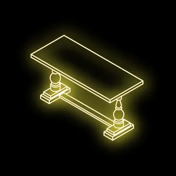 Neon yellow dining table shining in the dark Stock Illustration