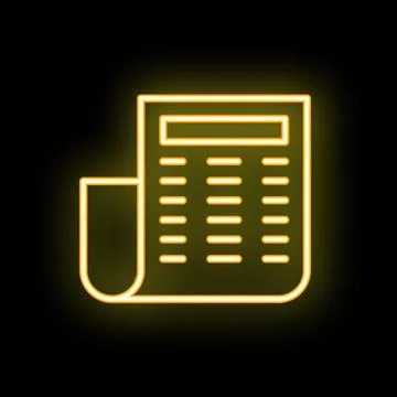 Neon yellow document icon on black background representing information Illustrazione stock