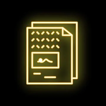 Neon yellow documents icon glowing on black background イラスト素材