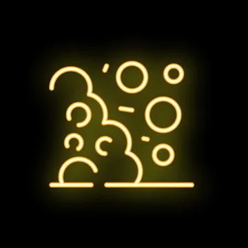 Neon yellow dust cloud icon on black background Stock Illustration