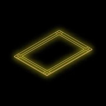 Neon yellow empty frame glowing on black background Stock Illustration