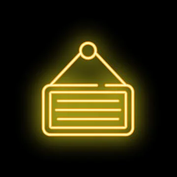 Neon yellow empty sign hanging on a string Stock-Illustration