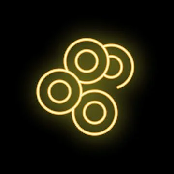 Neon yellow fidget spinner rotating on black background Stock Illustration